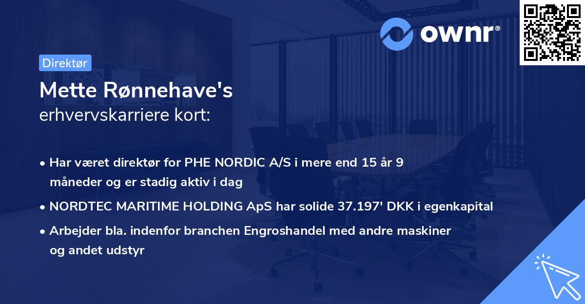 Mette Rønnehave's erhvervskarriere kort
