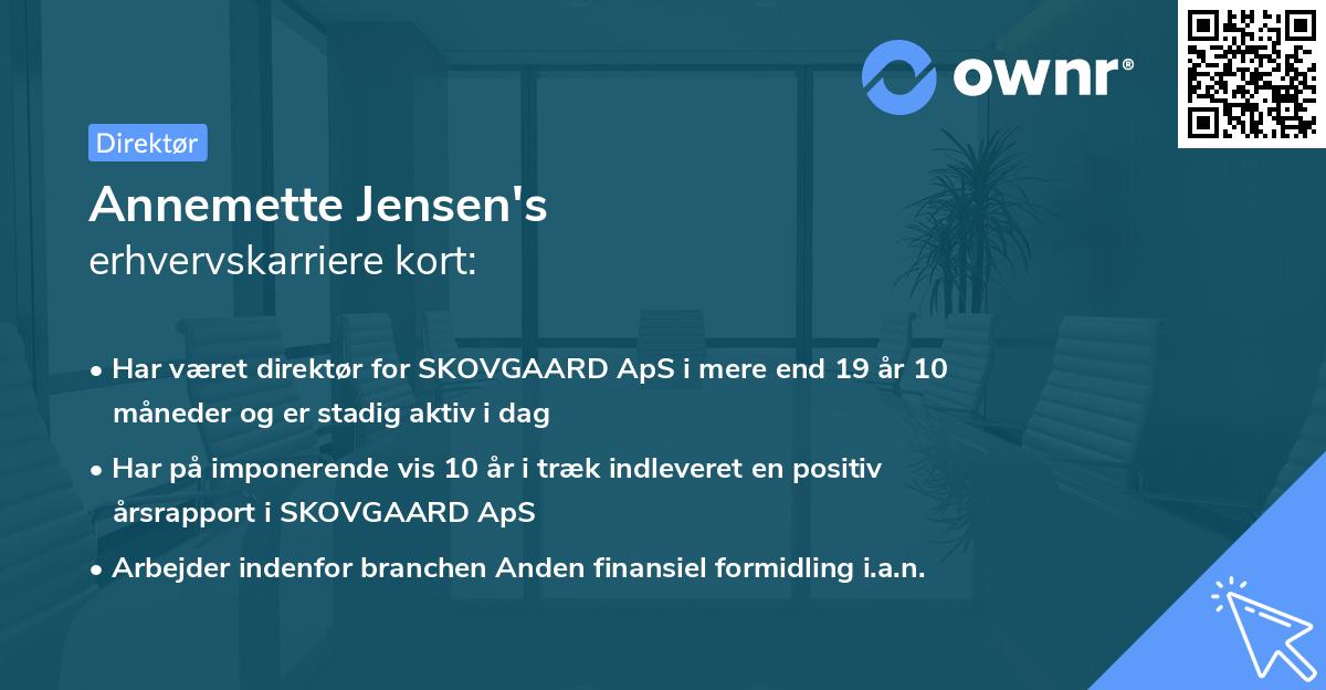 Annemette Jensen's erhvervskarriere kort