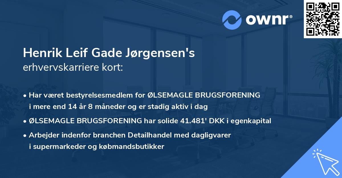 Henrik Leif Gade Jørgensen's erhvervskarriere kort