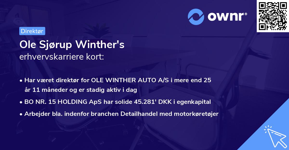 Ole Sjørup Winther's erhvervskarriere kort