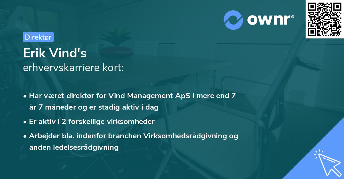 Erik Vind's erhvervskarriere kort