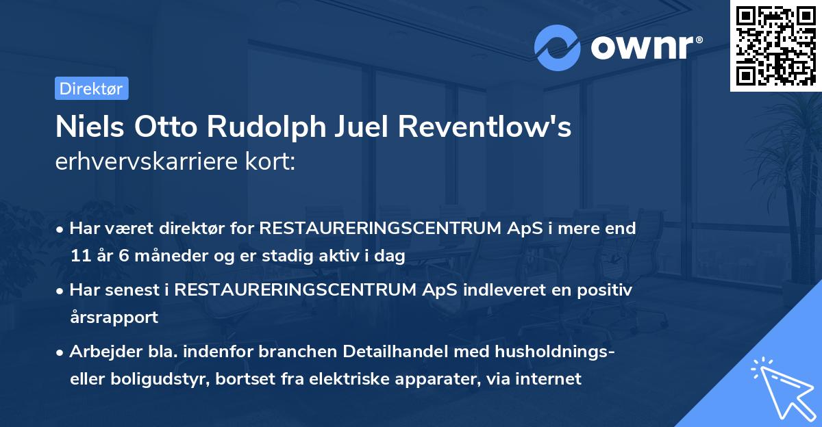 Niels Otto Rudolph Juel Reventlow's erhvervskarriere kort