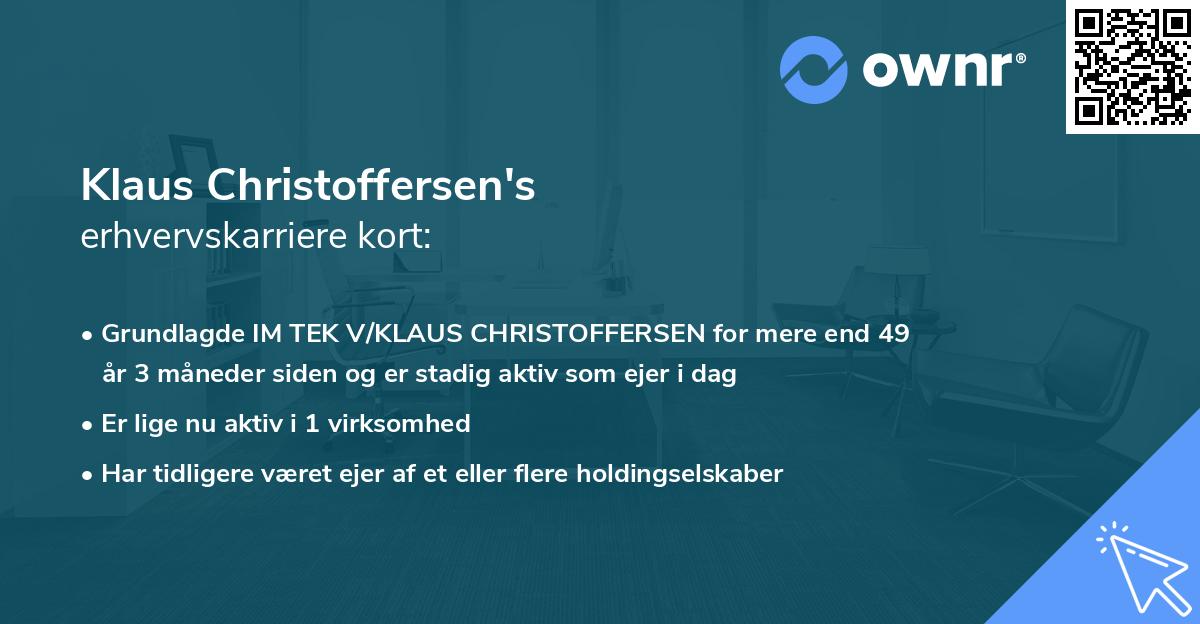 Klaus Christoffersen's erhvervskarriere kort