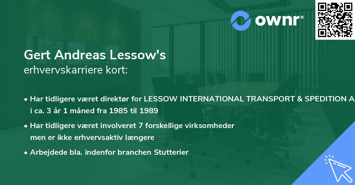 Gert Andreas Lessow's erhvervskarriere kort