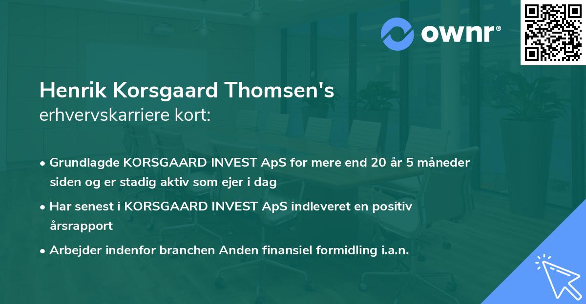 Henrik Korsgaard Thomsen's erhvervskarriere kort