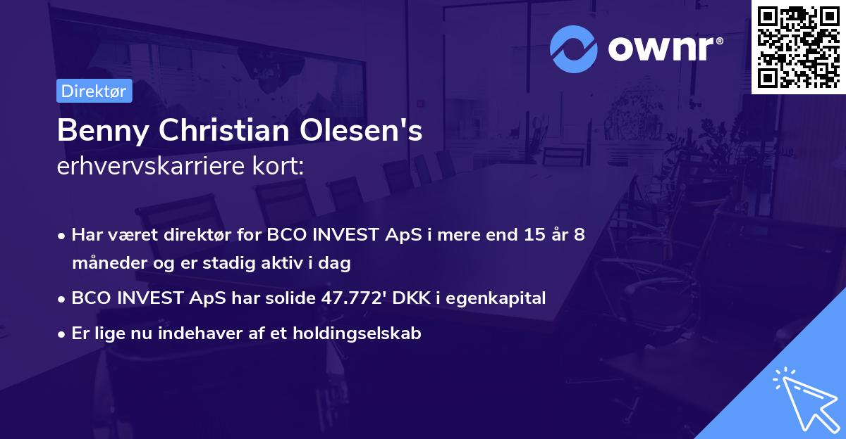 Benny Christian Olesen's erhvervskarriere kort