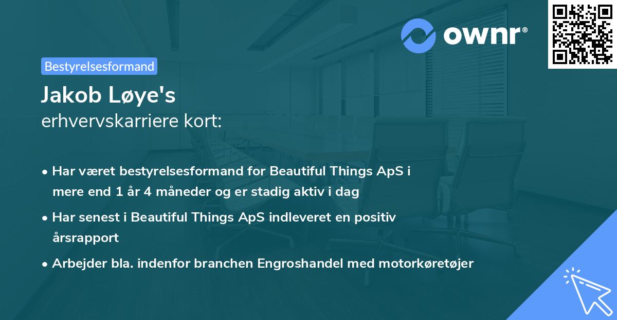 Jakob Løye's erhvervskarriere kort