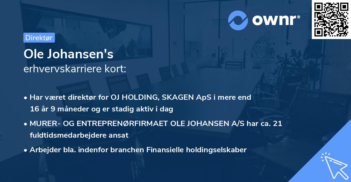 Ole Johansen's erhvervskarriere kort