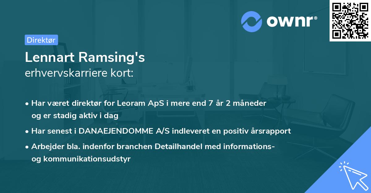 Lennart Ramsing's erhvervskarriere kort