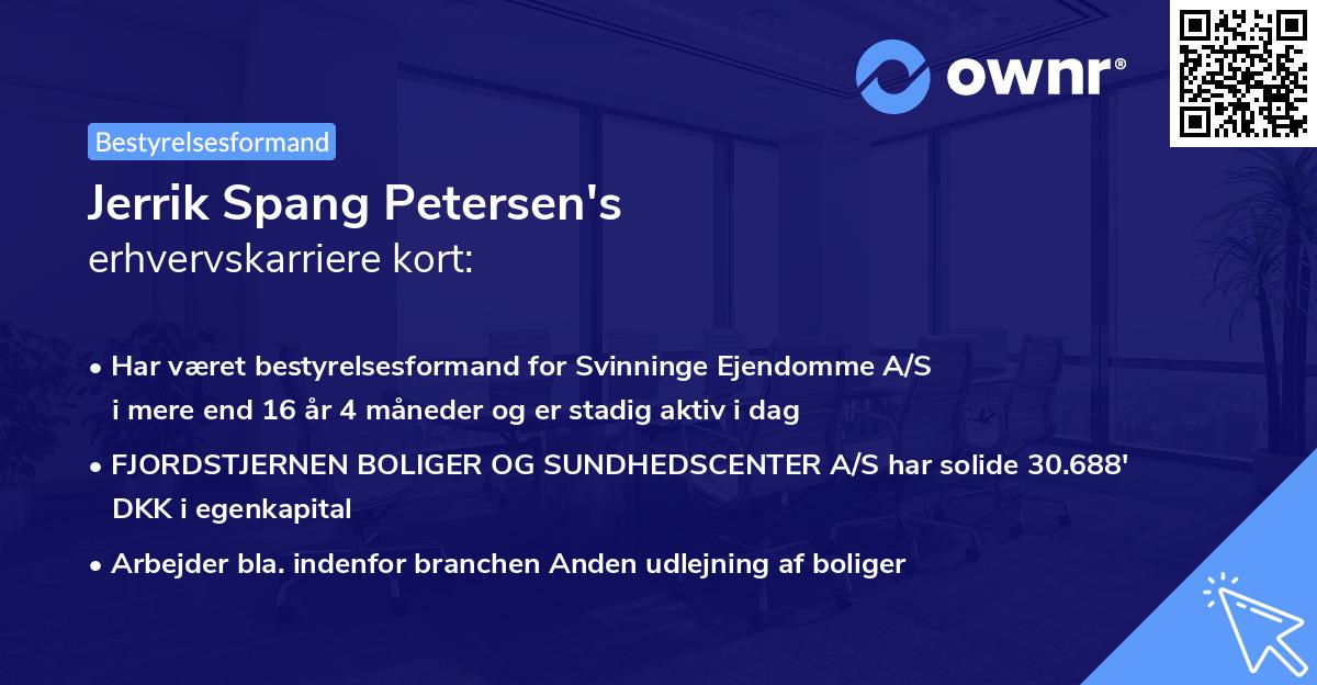 Jerrik Spang Petersen's erhvervskarriere kort