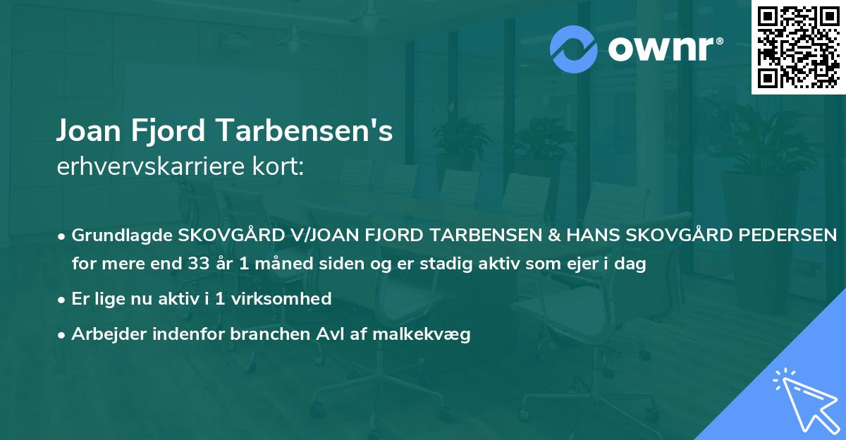 Joan Fjord Tarbensen's erhvervskarriere kort