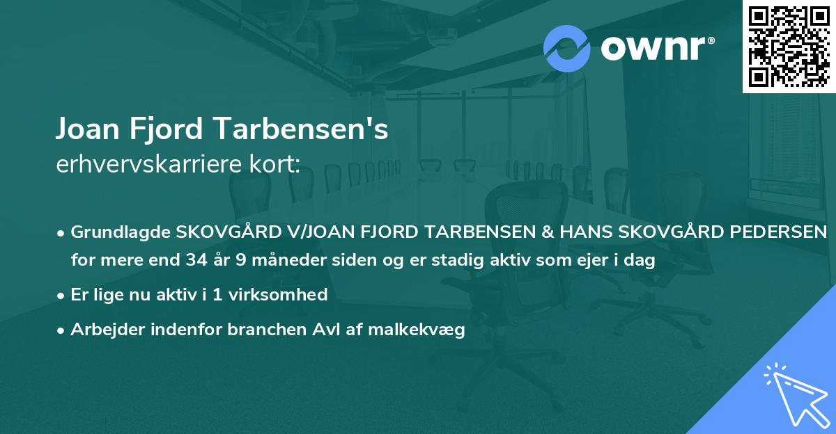 Joan Fjord Tarbensen's erhvervskarriere kort