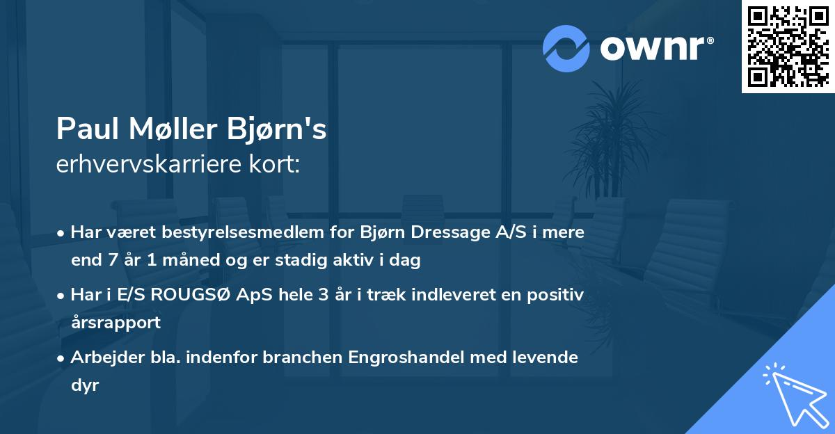 Paul Møller Bjørn's erhvervskarriere kort