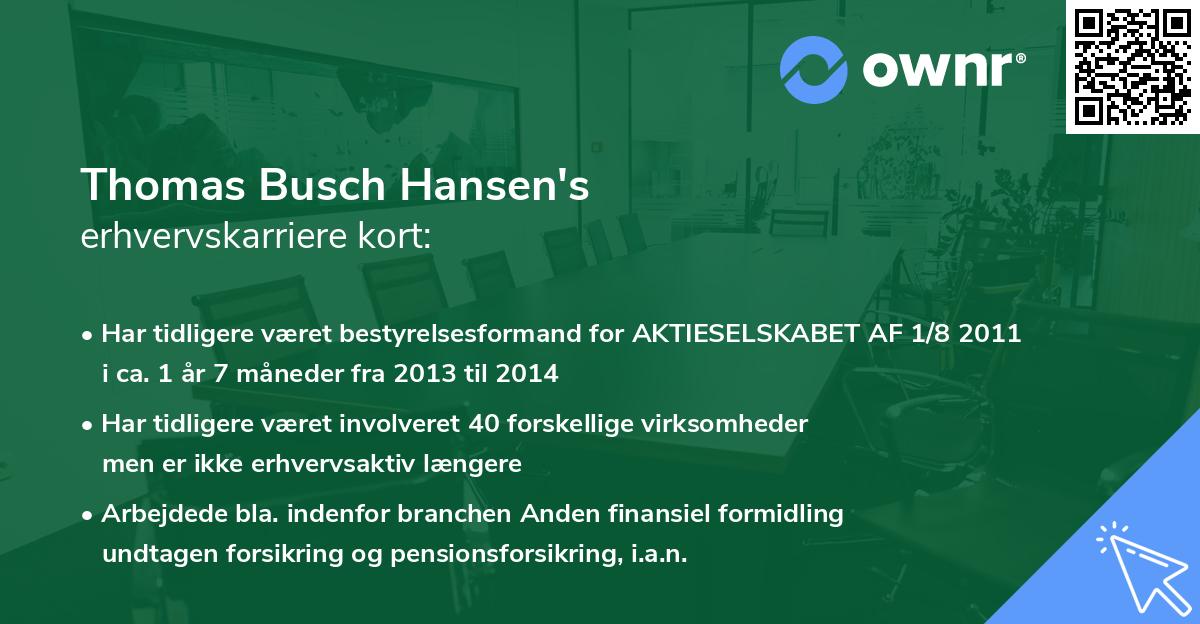 Thomas Busch Hansen's erhvervskarriere kort
