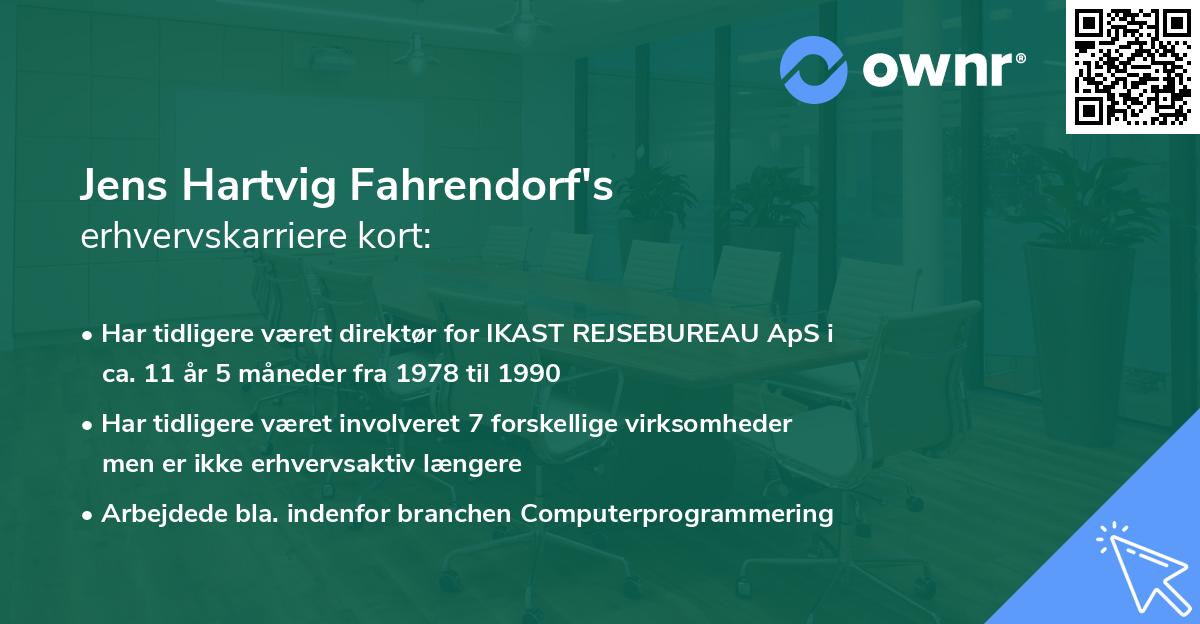 Jens Hartvig Fahrendorf's erhvervskarriere kort
