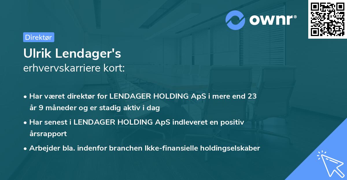 Ulrik Lendager's erhvervskarriere kort