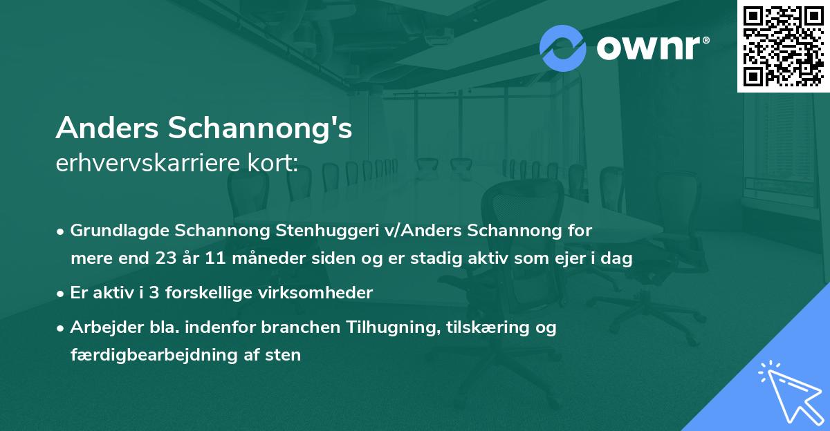 Anders Schannong's erhvervskarriere kort