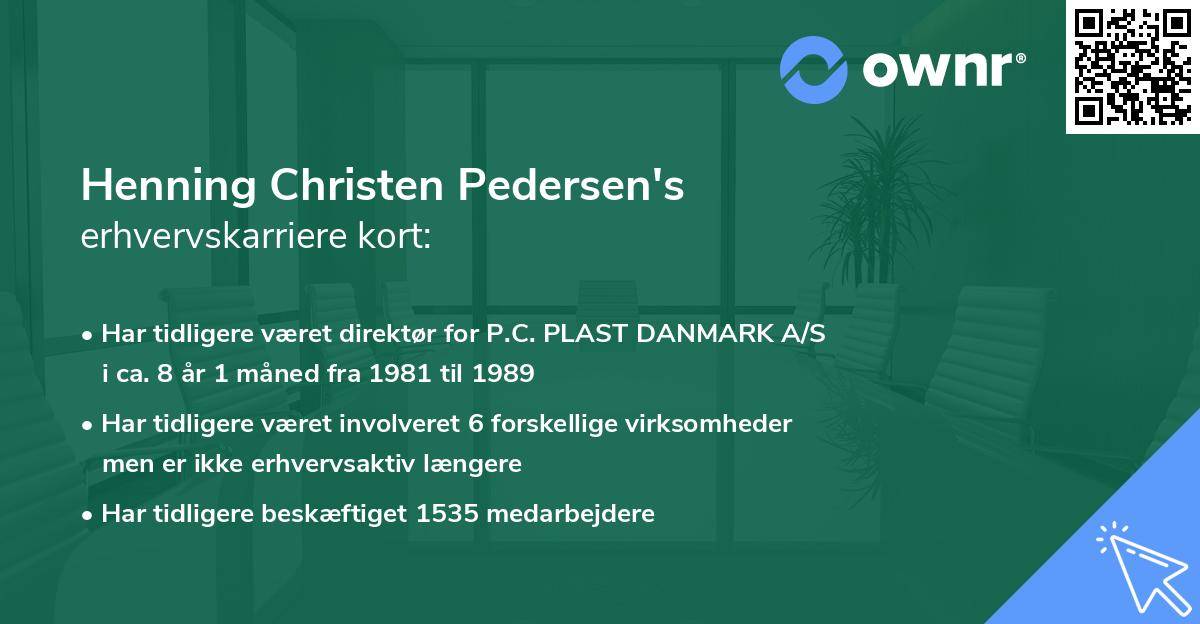 Henning Christen Pedersen's erhvervskarriere kort