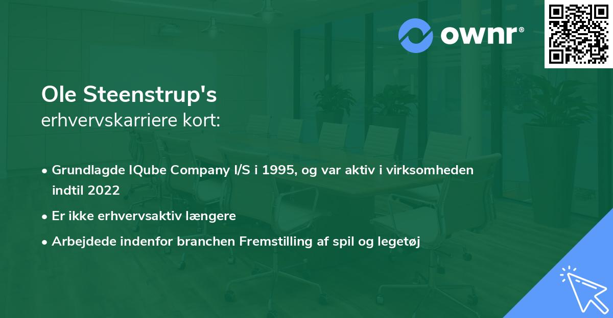 Ole Steenstrup's erhvervskarriere kort
