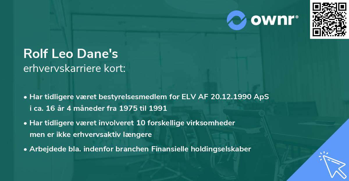 Rolf Leo Dane's erhvervskarriere kort