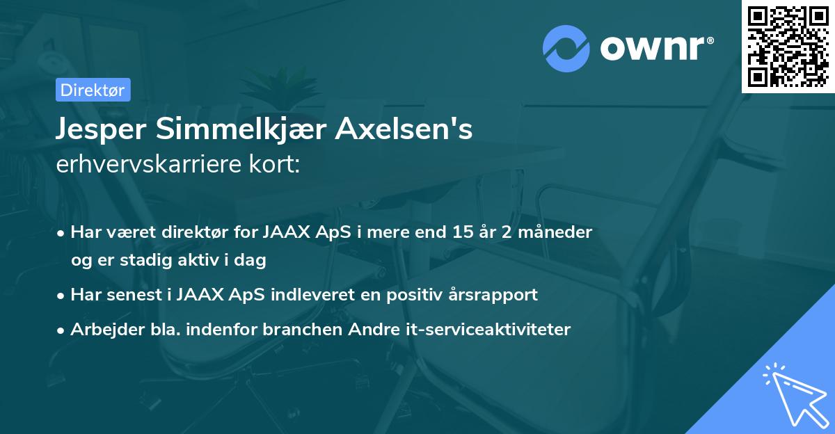 Jesper Simmelkjær Axelsen's erhvervskarriere kort