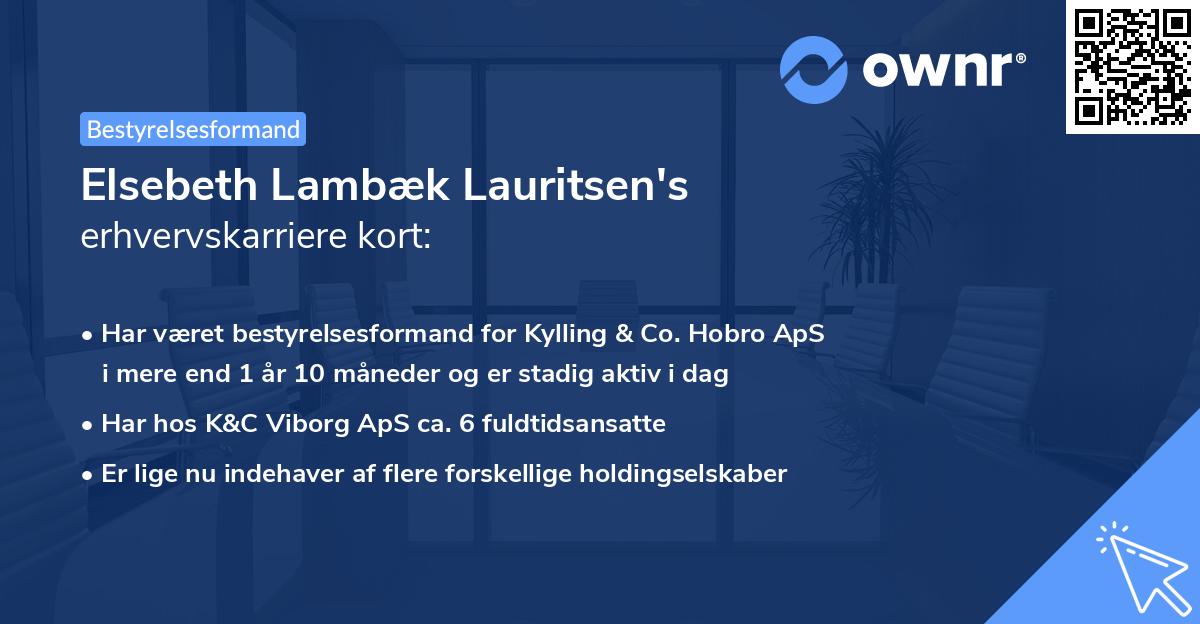 Elsebeth Lambæk Lauritsen's erhvervskarriere kort