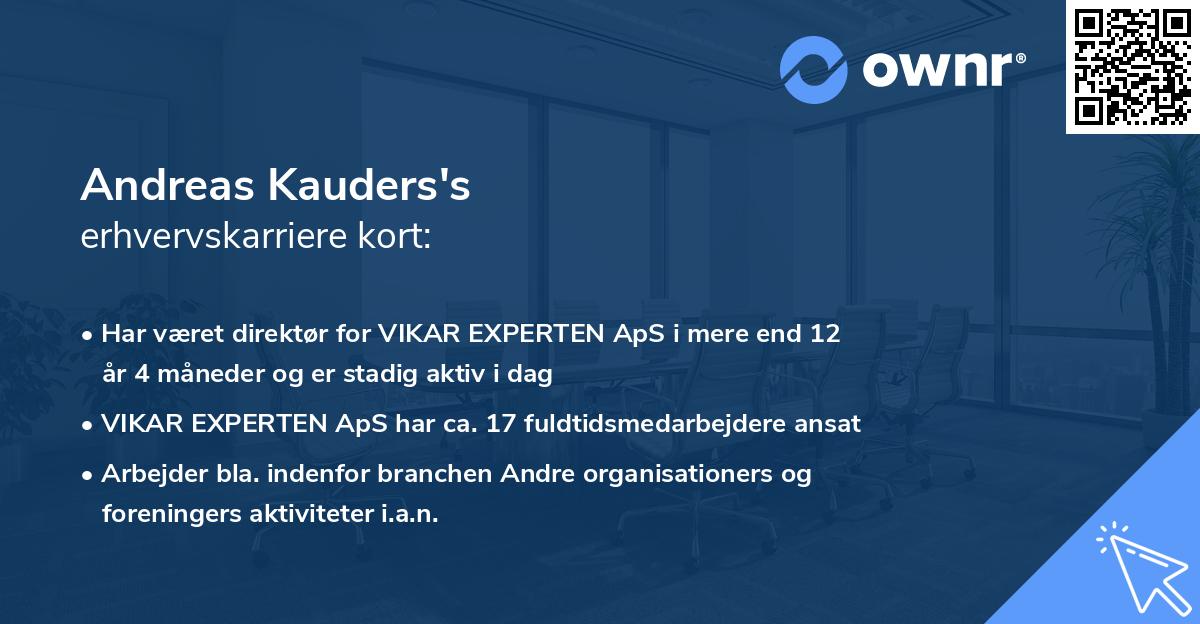 Andreas Kauders's erhvervskarriere kort