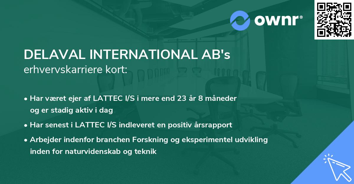 DELAVAL INTERNATIONAL AB's erhvervskarriere kort