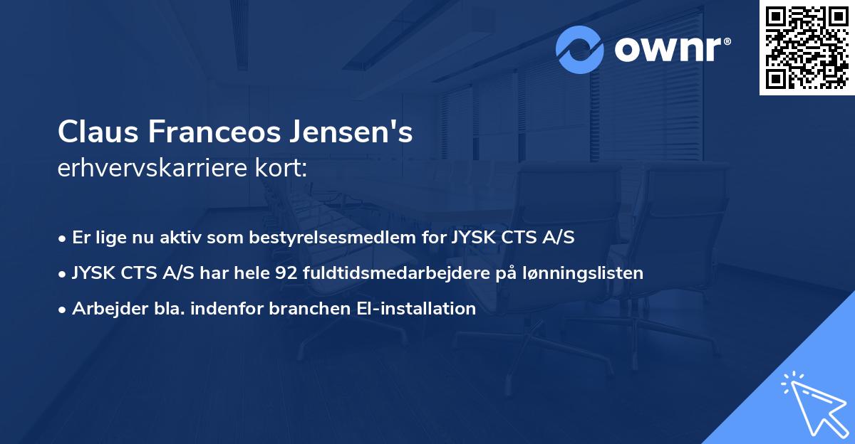 Claus Franceos Jensen's erhvervskarriere kort
