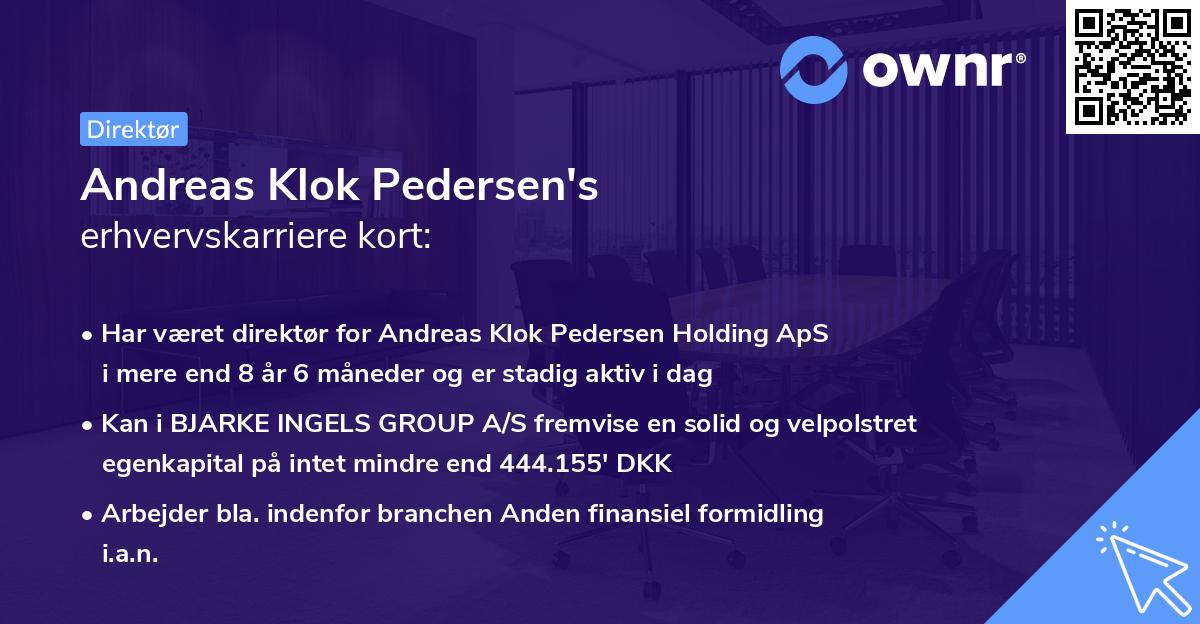 Andreas Klok Pedersen's erhvervskarriere kort