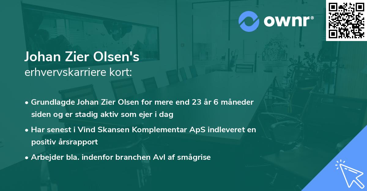 Johan Zier Olsen's erhvervskarriere kort