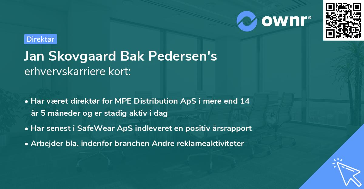 Jan Skovgaard Bak Pedersen's erhvervskarriere kort