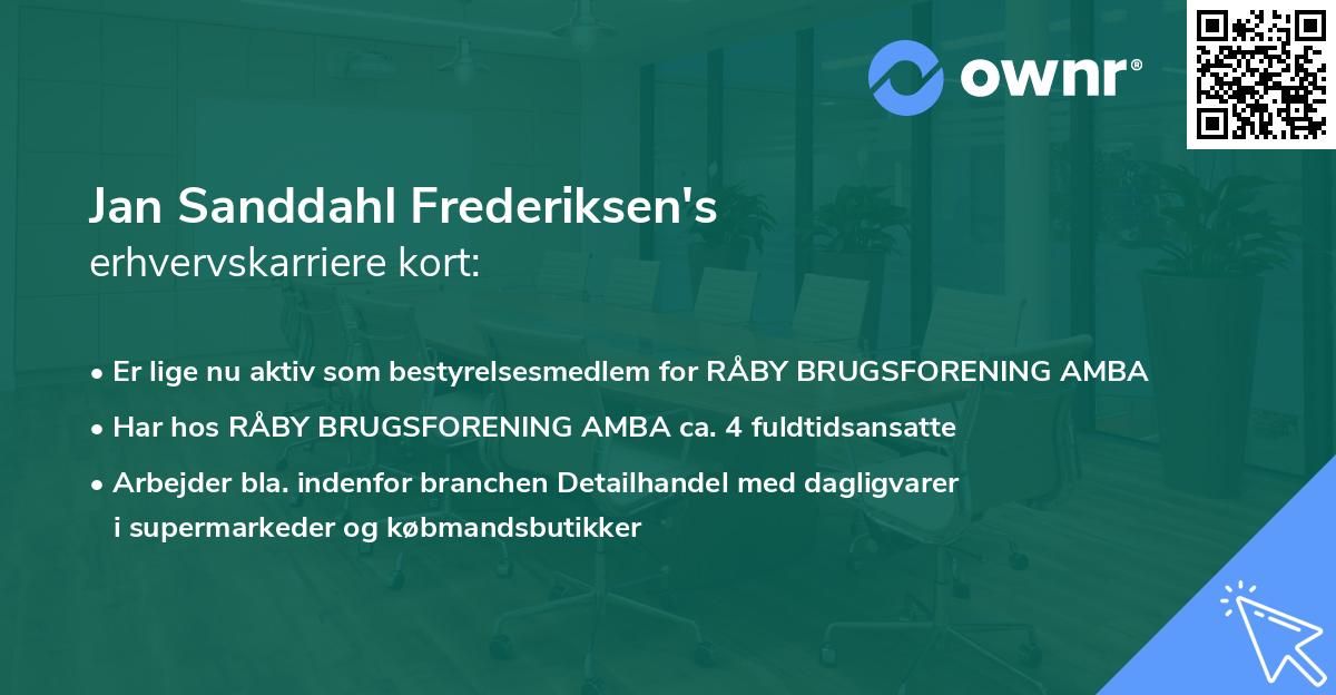 Jan Sanddahl Frederiksen's erhvervskarriere kort