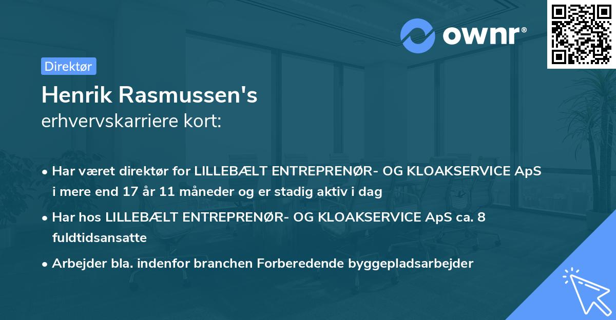 Henrik Rasmussen's erhvervskarriere kort