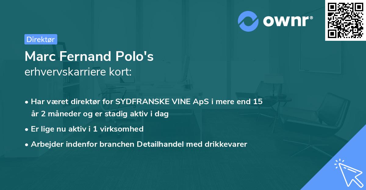 Marc Fernand Polo's erhvervskarriere kort
