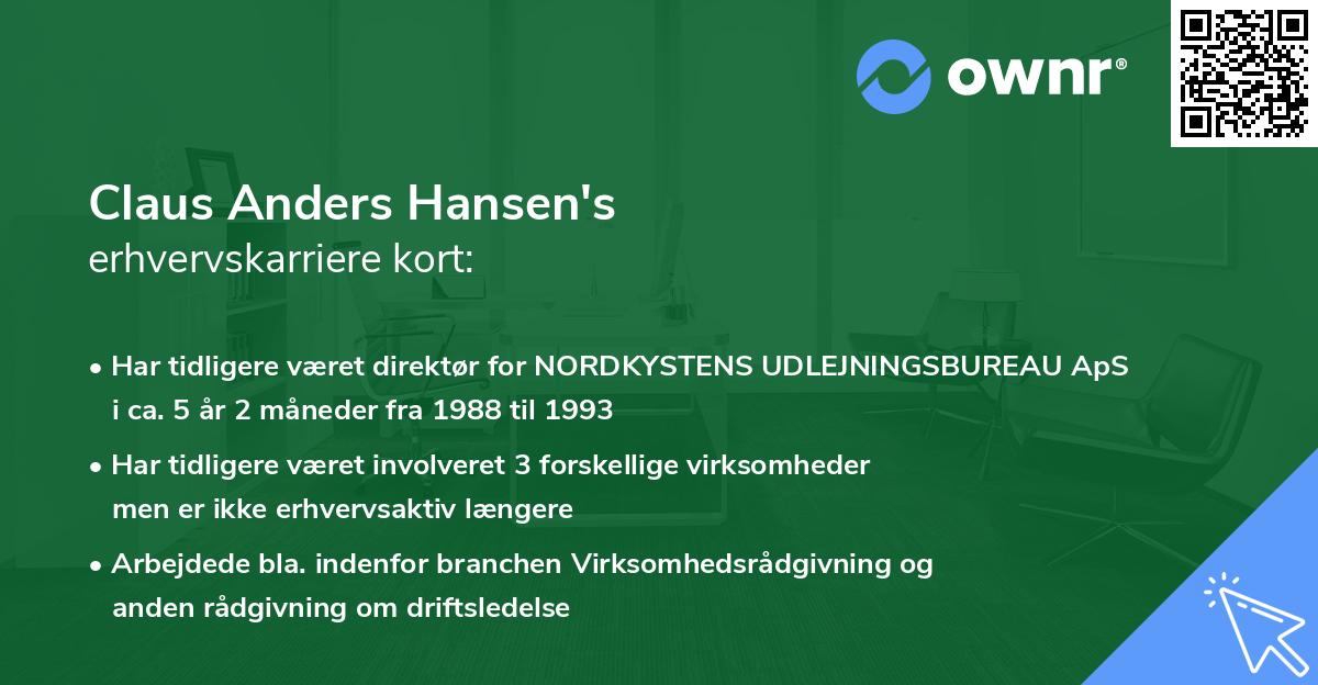 Claus Anders Hansen's erhvervskarriere kort