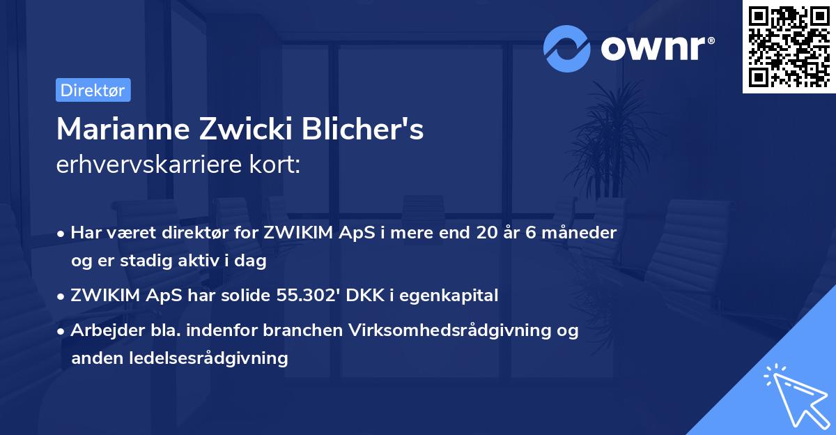 Marianne Zwicki Blicher's erhvervskarriere kort