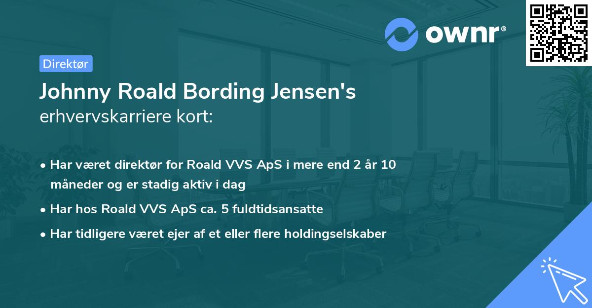 Johnny Roald Bording Jensen's erhvervskarriere kort