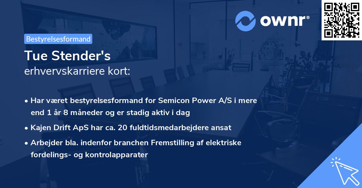 Tue Stender's erhvervskarriere kort