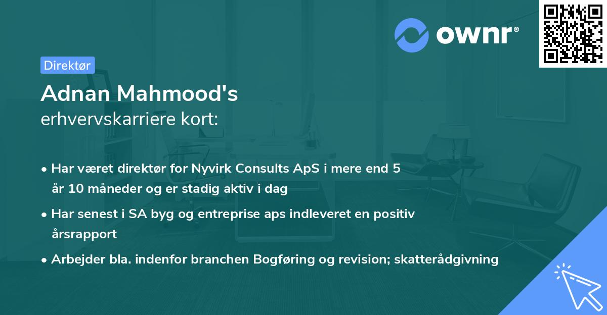 Adnan Mahmood's erhvervskarriere kort