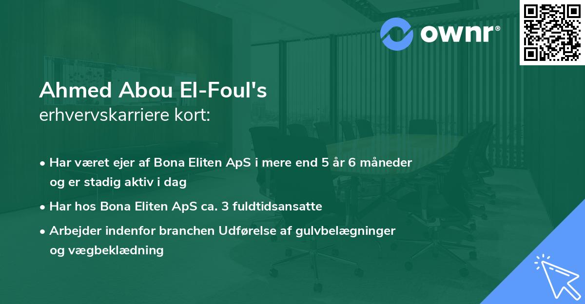 Ahmed Abou El-Foul's erhvervskarriere kort