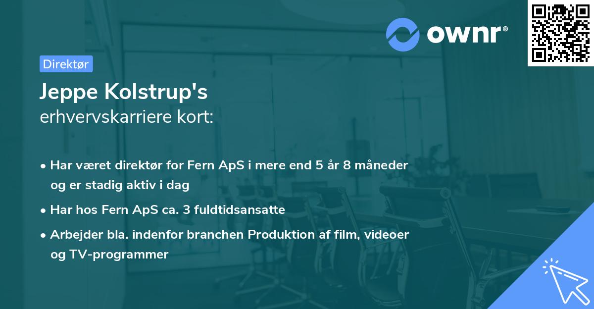 Jeppe Kolstrup's erhvervskarriere kort