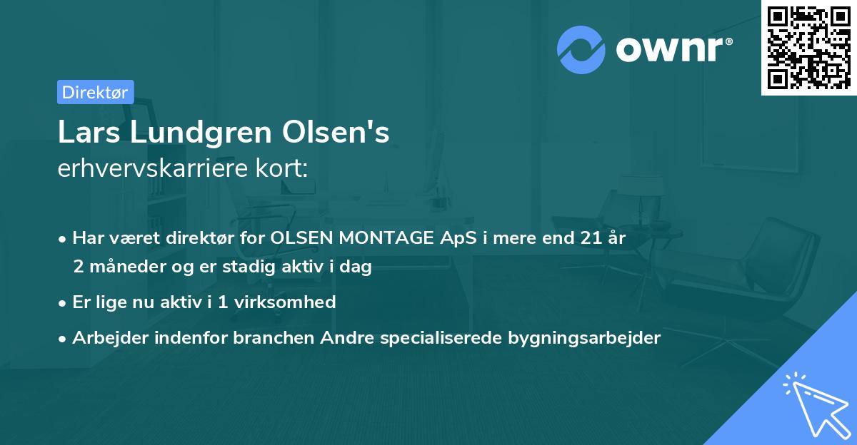 Lars Lundgren Olsen's erhvervskarriere kort