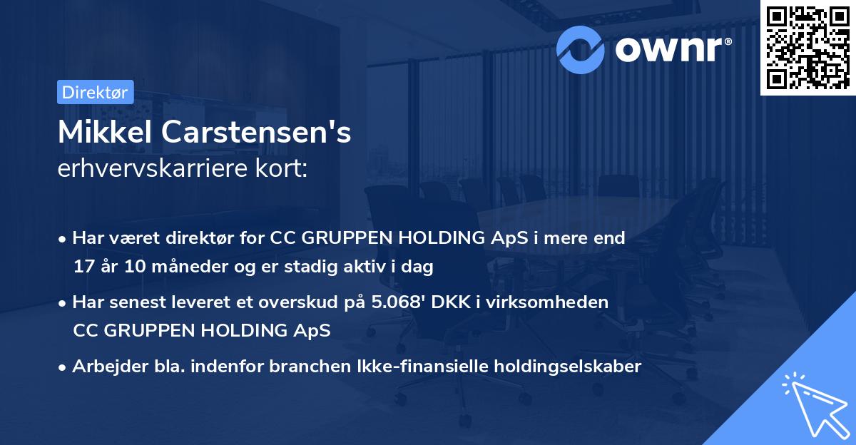 Mikkel Carstensen's erhvervskarriere kort