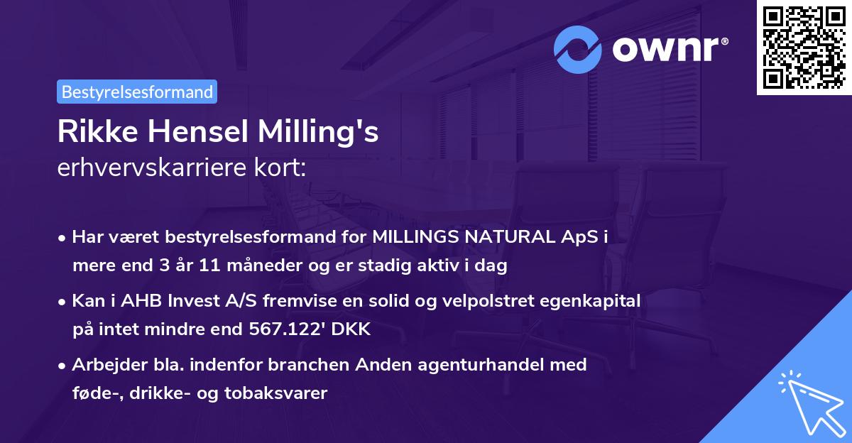 Rikke Hensel Milling's erhvervskarriere kort