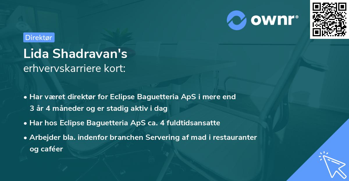 Lida Shadravan's erhvervskarriere kort