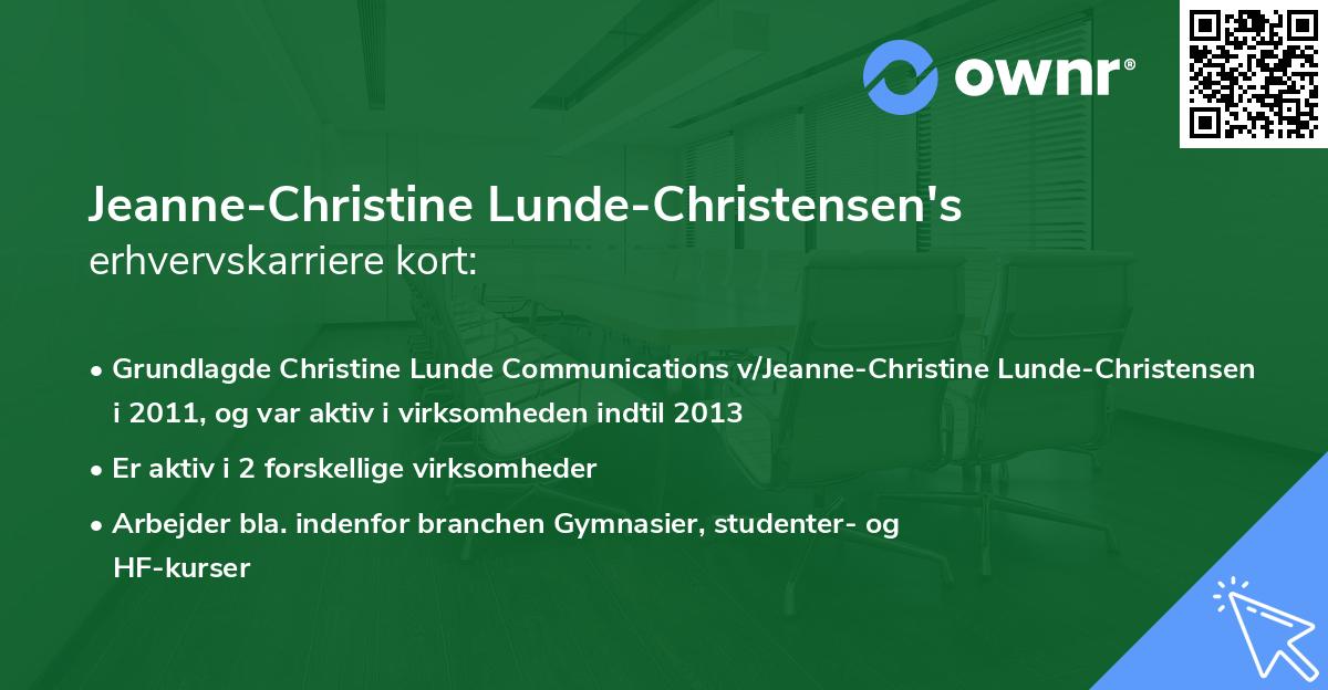 Jeanne-Christine Lunde-Christensen's erhvervskarriere kort