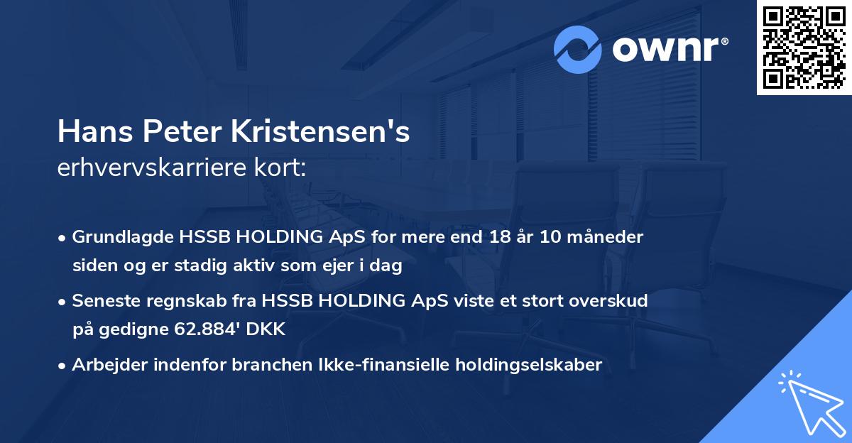 Hans Peter Kristensen's erhvervskarriere kort
