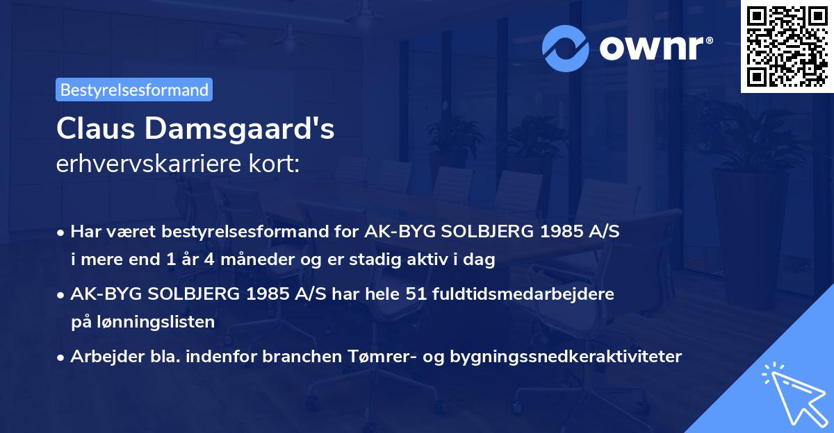 Claus Damsgaard's erhvervskarriere kort