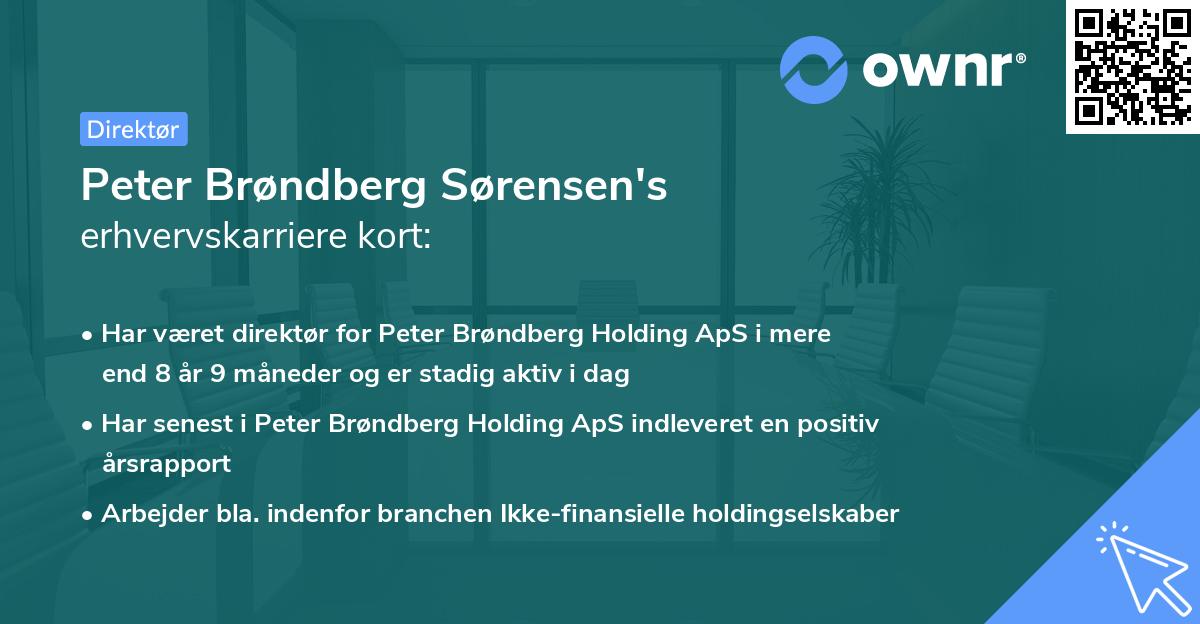 Peter Brøndberg Sørensen's erhvervskarriere kort